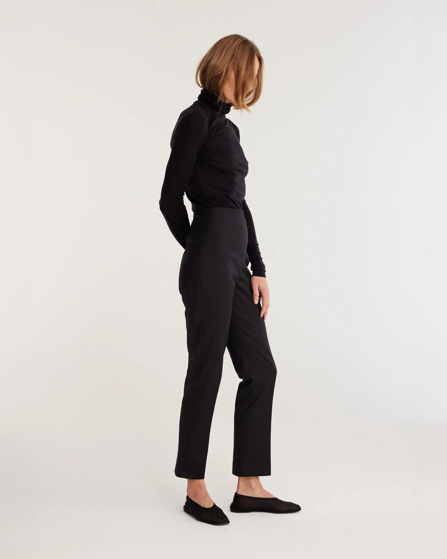 rohe Cigarette Leg Trousers black on figure side