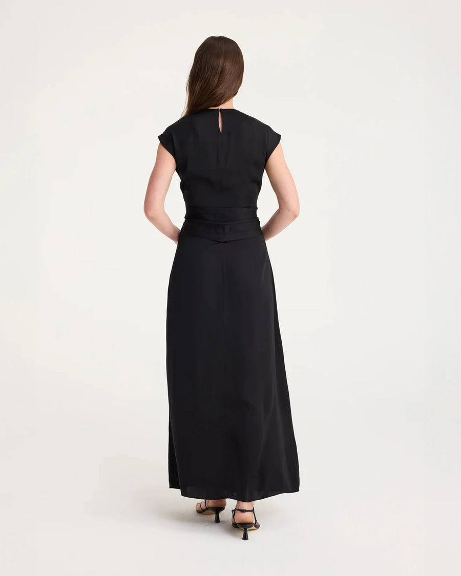 rohe draped dress black on figure back