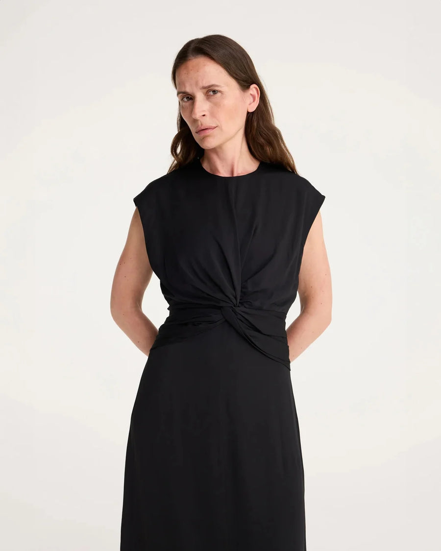 rohe draped dress black on figure front