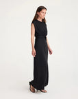 rohe draped dress black on figure side