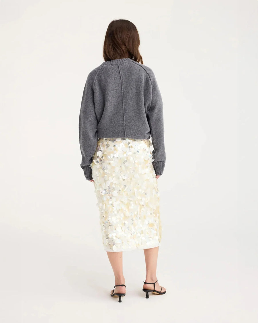 rohe Embellished Handmade Skirt cream on figure back