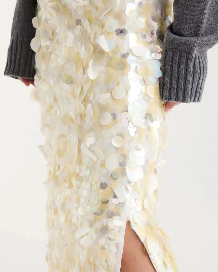 rohe Embellished Handmade Skirt cream on figure side detail