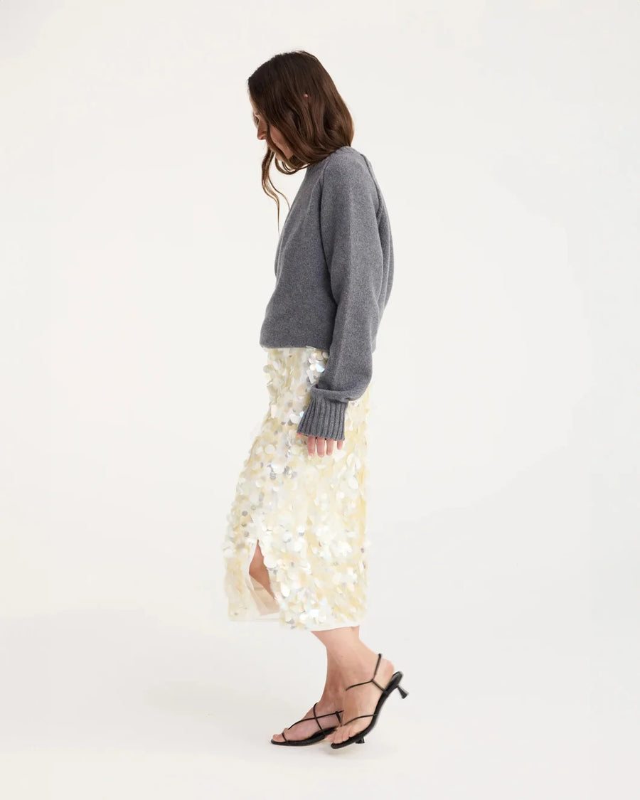 rohe Embellished Handmade Skirt cream on figure side