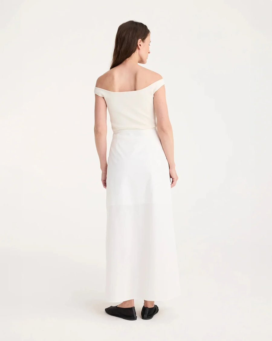 rohe folded cotton skirt optic white on figure back