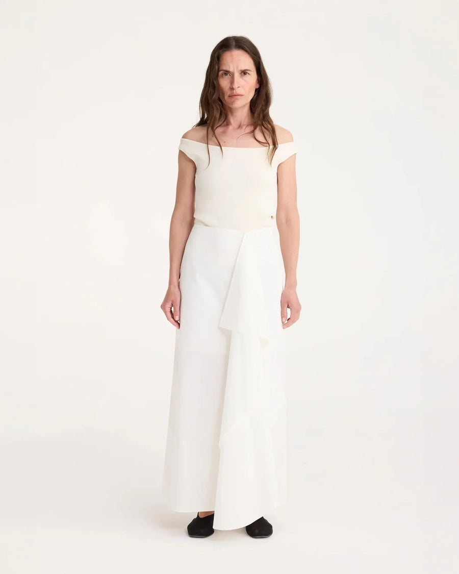 rohe folded cotton skirt optic white on figure front