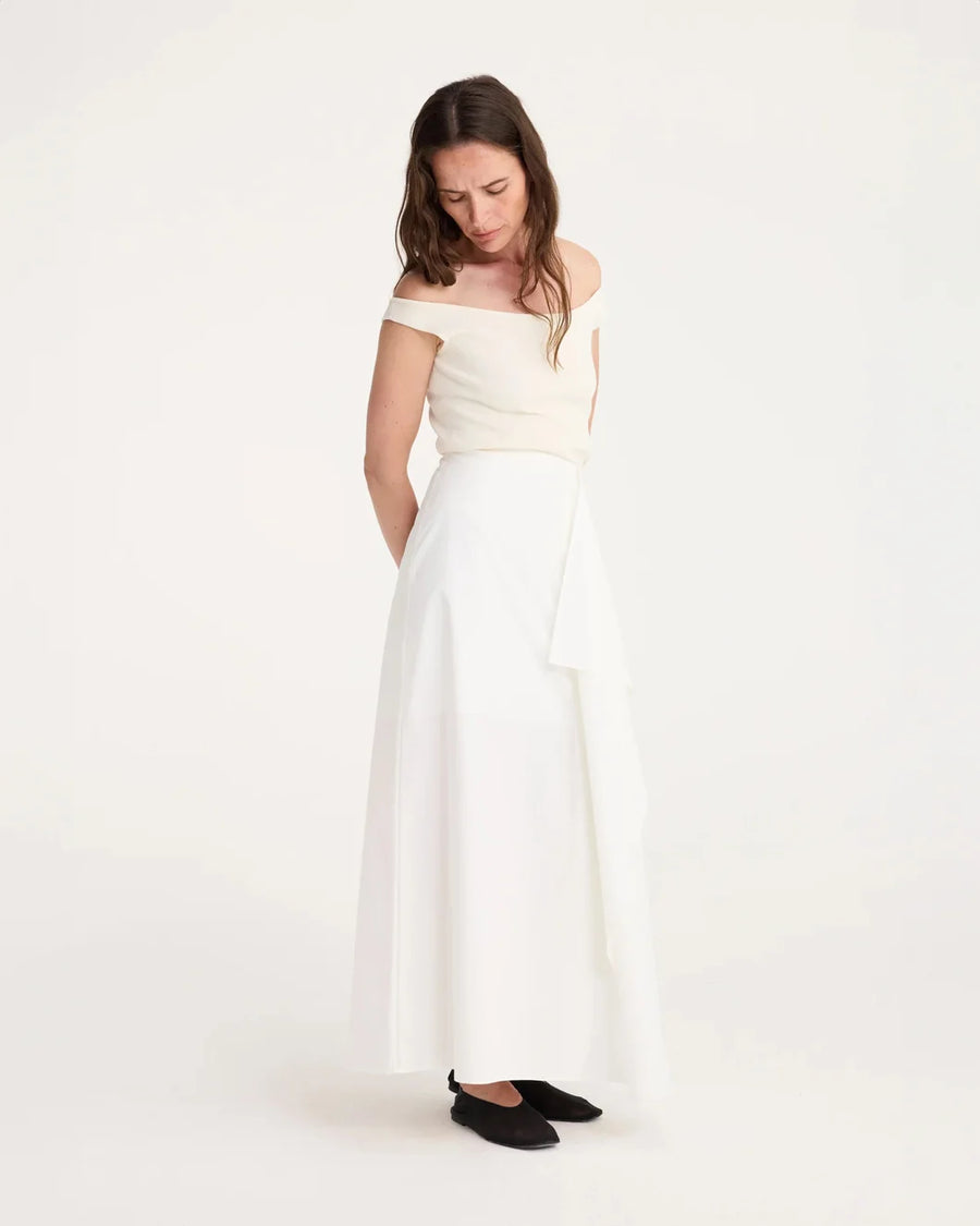 rohe folded cotton skirt optic white on figure side