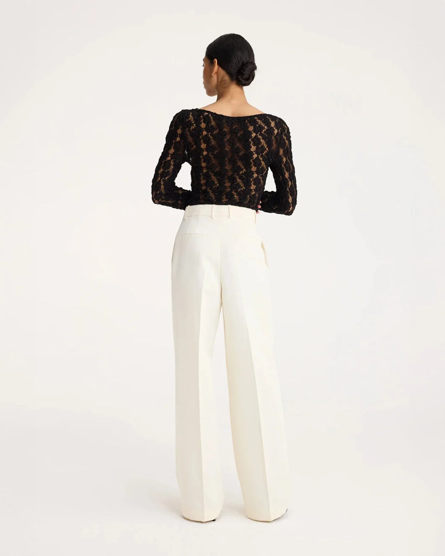 rohe Lace Boat Neck Top Black on figure back