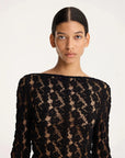 rohe Lace Boat Neck Top Black on figure front