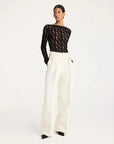 rohe Lace Boat Neck Top Black on figure front