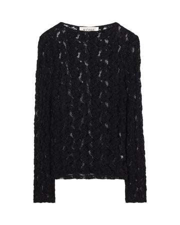 rohe Lace Boat Neck Top Black