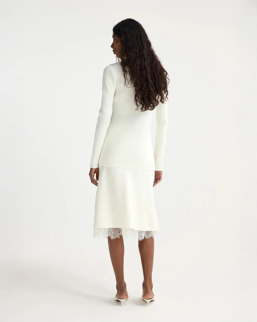 rohe Lace Trimmed Silk Skirt cream back