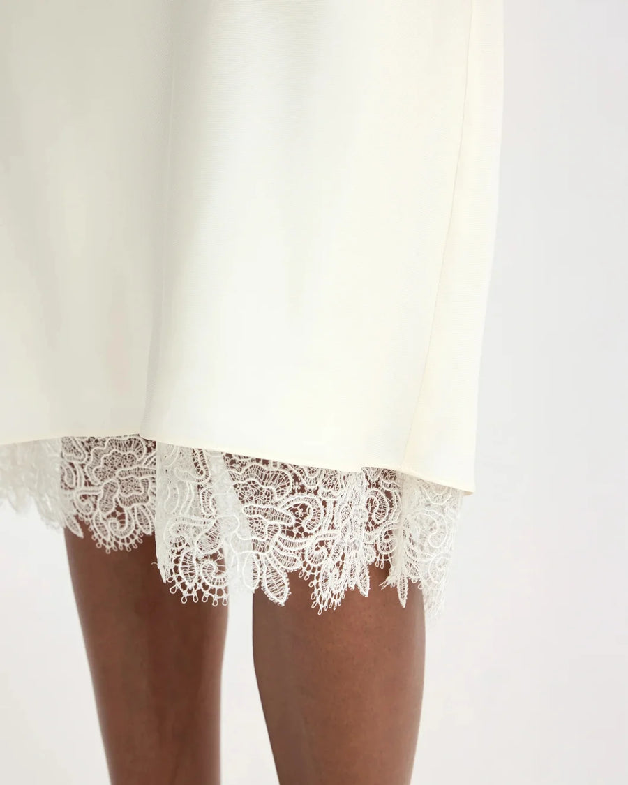 rohe Lace Trimmed Silk Skirt cream front