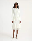rohe Lace Trimmed Silk Skirt cream front