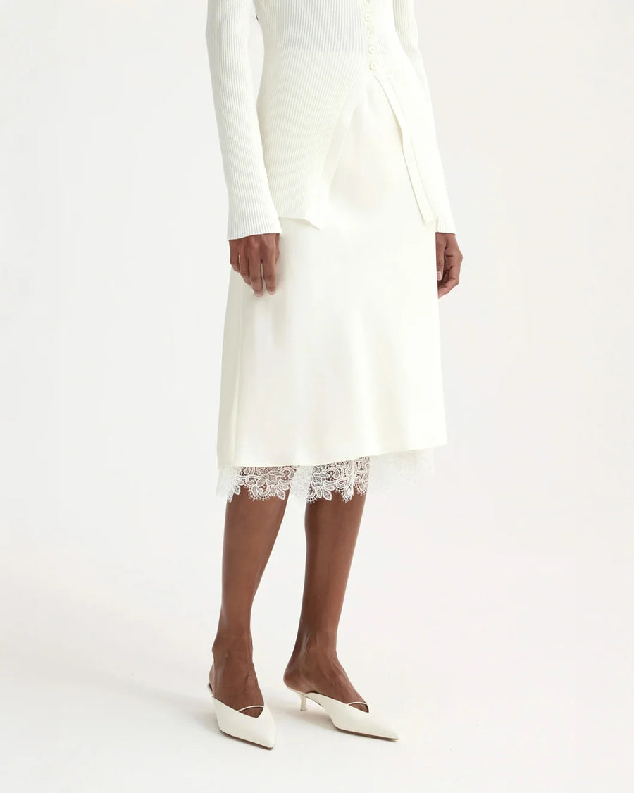 rohe Lace Trimmed Silk Skirt cream side