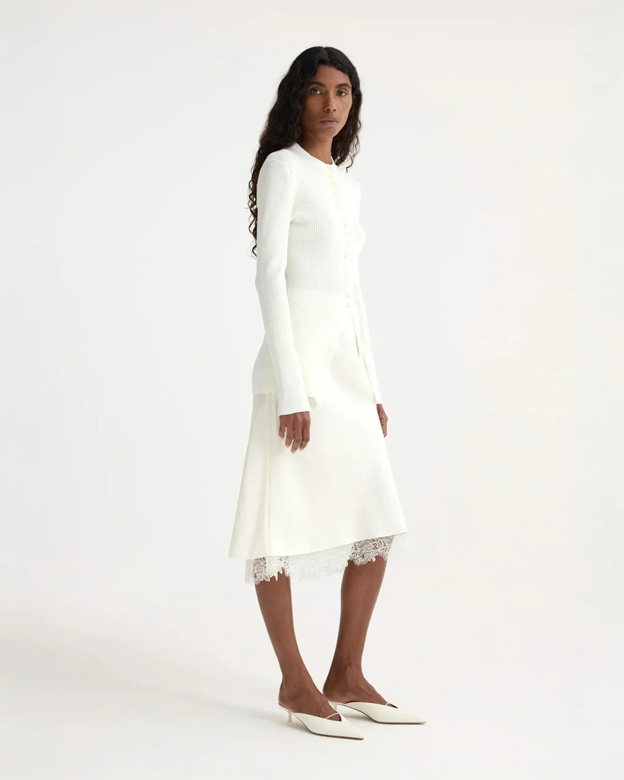 rohe Lace Trimmed Silk Skirt cream side