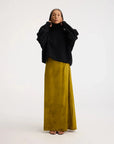 rohe long velvet skirt gold on figure front