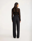 rohe High Neck Textured Sheer Top black on figure back