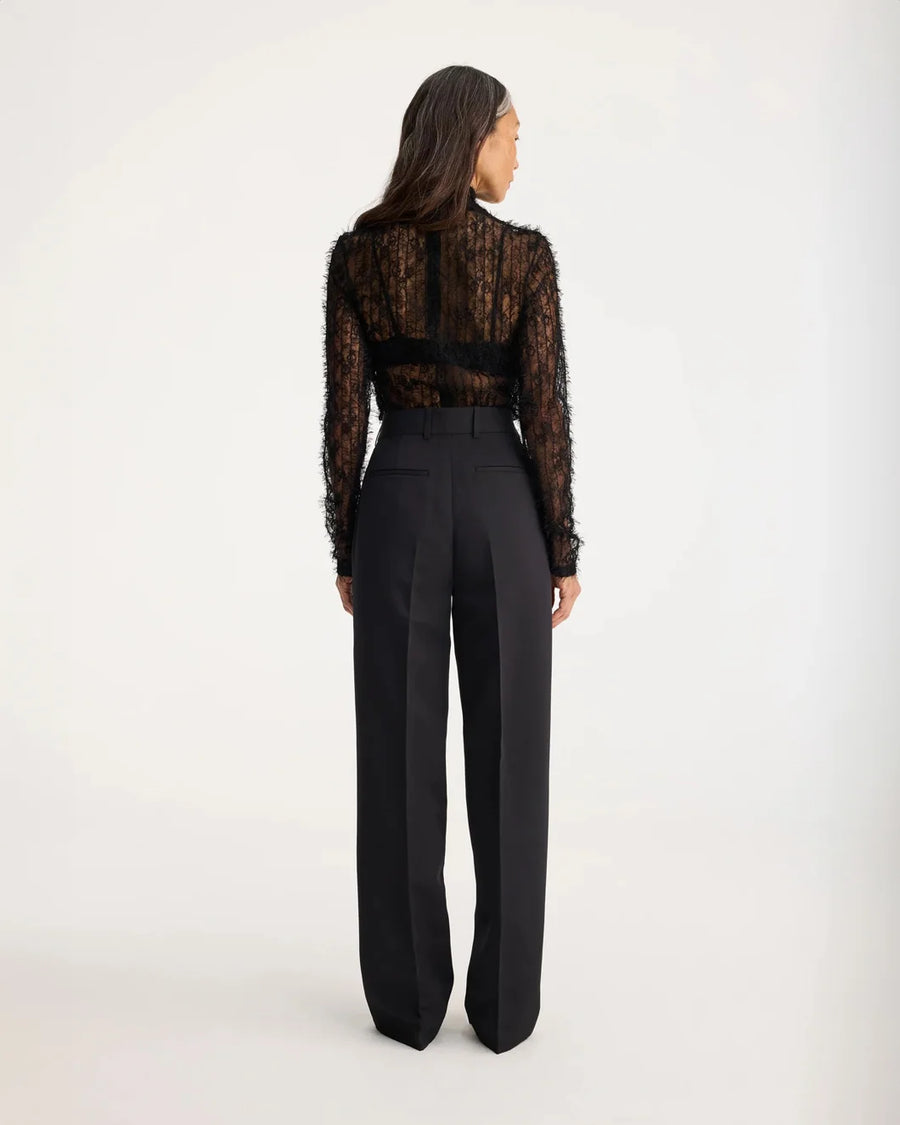 rohe High Neck Textured Sheer Top black on figure back