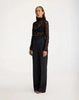 rohe High Neck Textured Sheer Top black on figure side