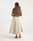 rohe Voluminous A-Line Cotton Skirt sand on figure back