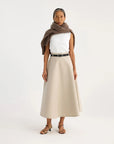 rohe Voluminous A-Line Cotton Skirt sand on figure front