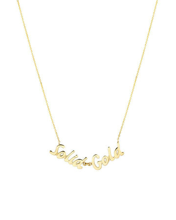 roxanne first solid gold script necklace