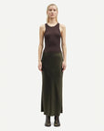 samsoe samsoe Saagneta Long Skirt Forest Night green on figure front