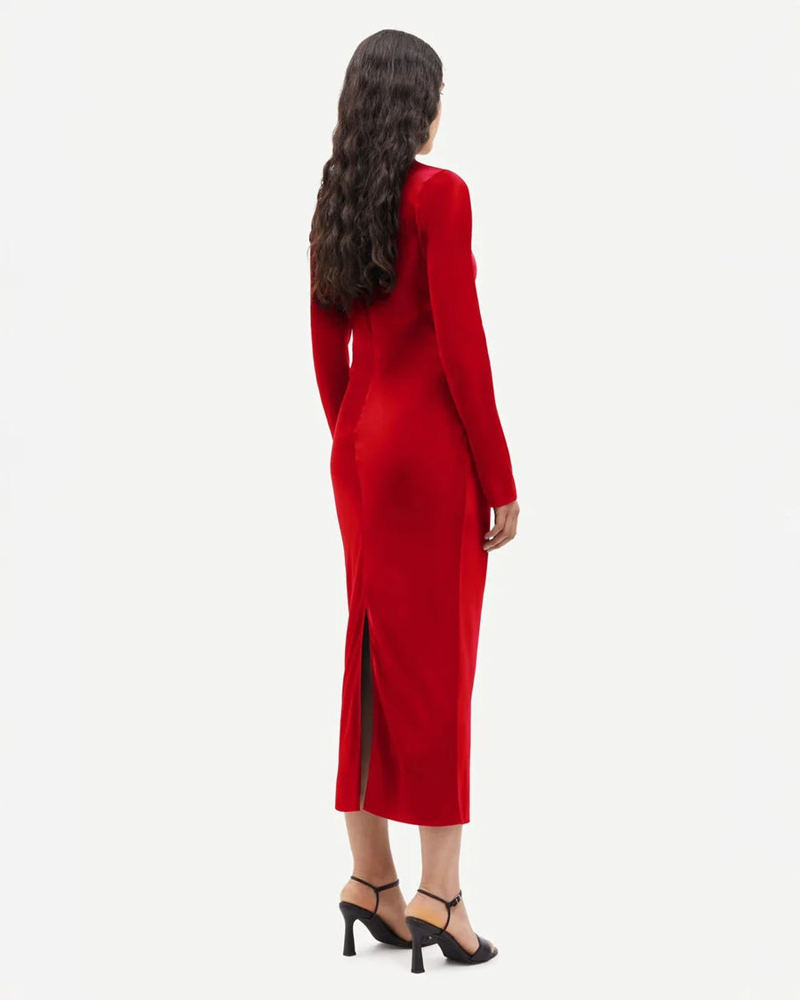 samsoe samsoe Saalina Dress Scarlet Sage red on figure back