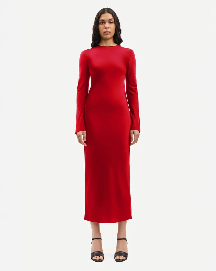 samsoe samsoe Saalina Dress Scarlet Sage red on figure front