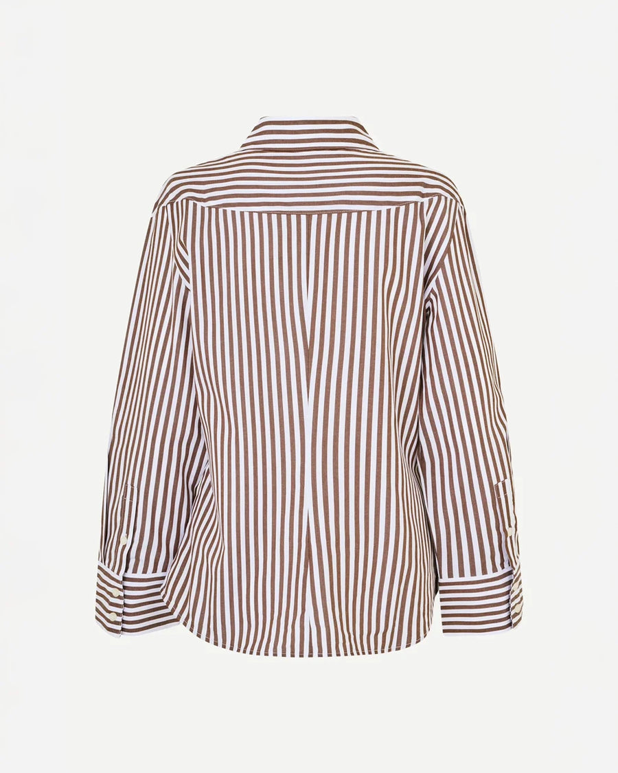 samsoe samsoe Samos Shirt fudgsickle stripe brown and white back