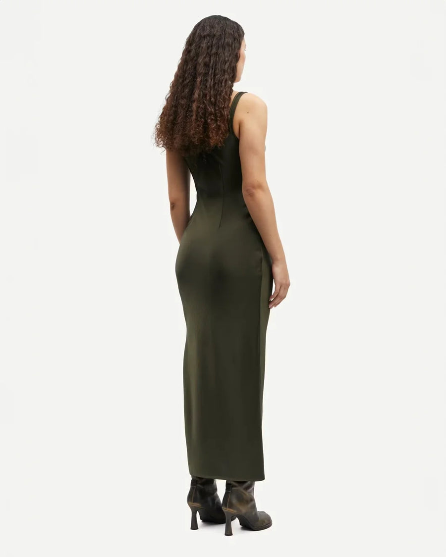 samsoe samsoe sunna dress forest night green on figure back