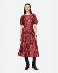 sea ny famke print puff sleeve dress magenta pink on figure front