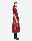 sea ny famke print puff sleeve dress magenta pink on figure side