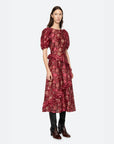 sea ny famke print puff sleeve dress magenta pink on figure side