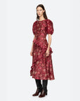 sea ny famke print puff sleeve dress magenta pink on figure side