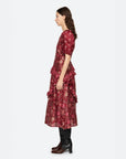 sea ny famke print puff sleeve dress magenta pink on figure side