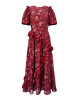 sea ny famke print puff sleeve dress magenta pink red floral