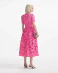 self portait pink cotton lace midi dress pink on figure back