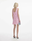self portait pink floral lace mini dress pink on figure back