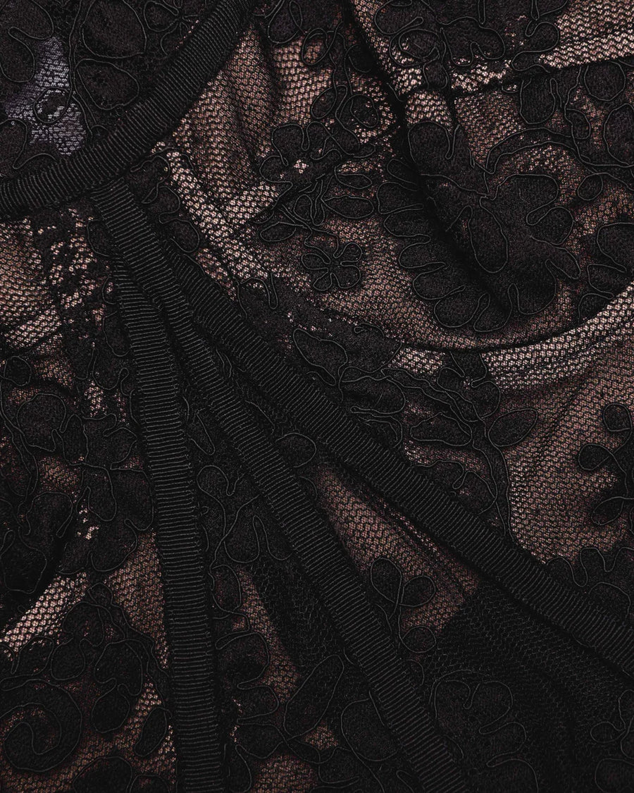 self portrait Black Lace Bustier Midi Dress detail