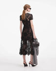 self portrait Black Lace Bustier Midi Dress on figure back