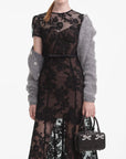 self portrait Black Lace Bustier Midi Dress on figure front