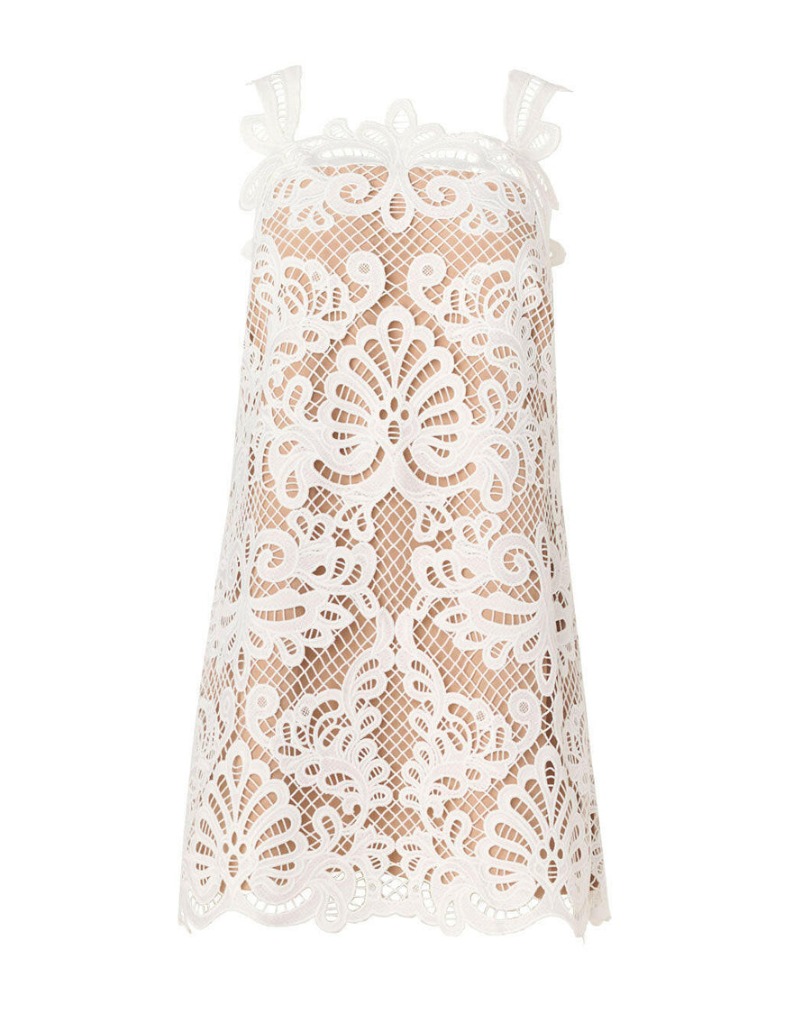 self portrait white guipure lace mini dress