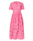 self portait pink cotton lace midi dress