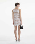 self portrait white guipure lace mini dress white on figure back