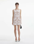 self portrait white guipure lace mini dress white on figure front