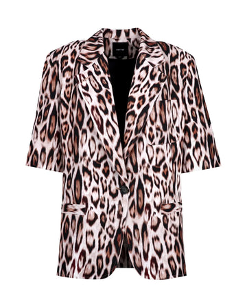 smythe Short Sleeve Oversized Blazer Leopard ikat