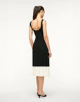 staud ELLISON DRESS BLACK IVORY on figure back