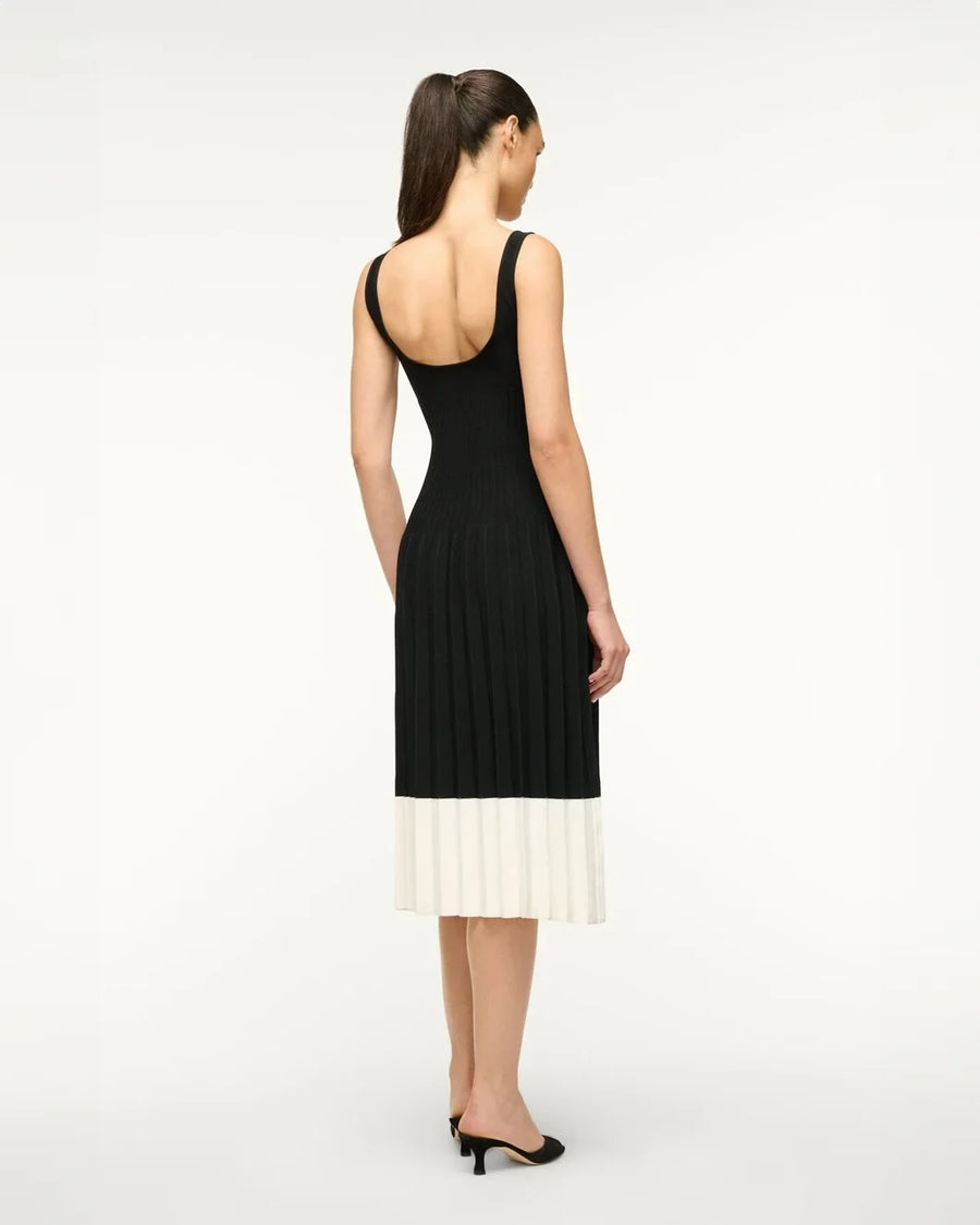 staud ELLISON DRESS BLACK IVORY on figure back