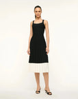 staud ELLISON DRESS BLACK IVORY on figure front